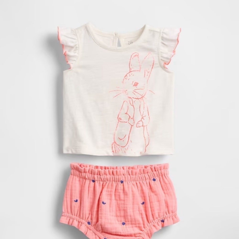 GAP Kids Set - Cream and Pink Bunny Design